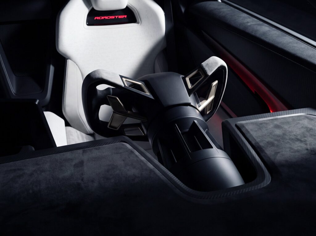 Bancos e volante yoke do novo Tesla Roadster