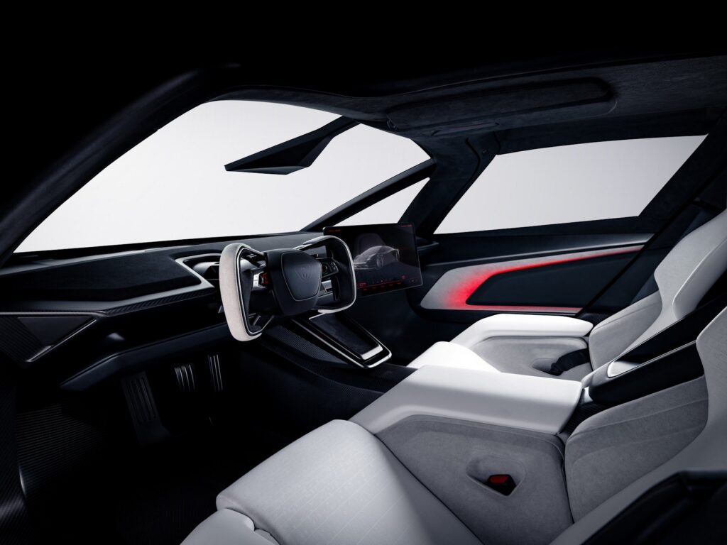 Habitáculo do novo Tesla Roadster visto do lado do condutor